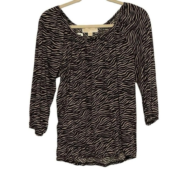MICHAEL MICHAEL KORS Zebra-Print Peasant Top size L - Picture 2 of 5